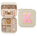 Parima Gifts for Women Girls - Travel Jewelry Case | Birthday Gifts for Women Travel Jewelry Box | Travel Gifts for Women | Travel Essentials Travel Jewelry Case| Gifts for Women - Letter K Beige